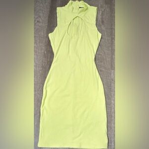 Naked Wardrobe, NWOT, S,  Lime Green Cut-Out Sleeveless Dress
